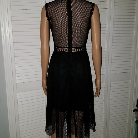 BLACK LACE MIDI SEE THROUGH DRESS - Picture 3 of 7